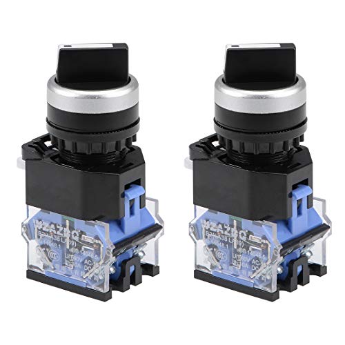 Sélecteur rotatif industriel 2 positions 22mm robuste avec contacts 2NO autobloquants uxcell