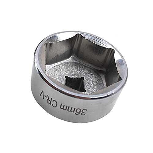 GeKLok Fuel Filter Cap Removal Tool 36mm Metric Remove Canister Housing Oil Filter Socket Wrench Mini Tools Steel(silver)