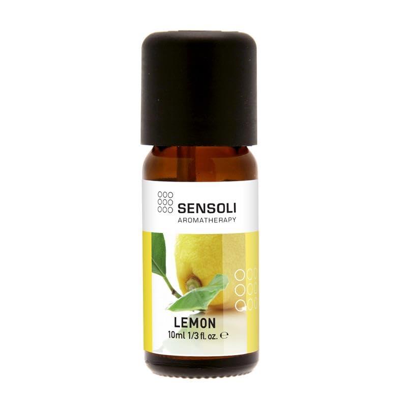 SENSOLI Lemon Essential Oil 10ml – 100% Pure Citrus Limon, Amber Glass Dropper Bottle – Aromatherapy Essential Oil for Diffusers, Massage & DIY Blend