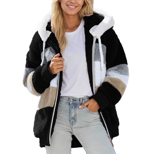 Chaqueta de forro polar para mujer ropa de calle de poliéster manga larga XXL