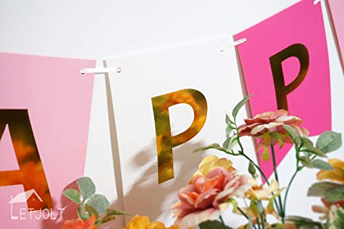 Roseo Pink Happy Birthday Banner Signs Golden Sparkle Funny Birthday Party Supplies For Girls Birthday Party Birthday Decorations Nursery Hanging Decorations 13 Pieces #TOP5