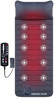 Snailax Memory Foam Massage Mat, Heated, Vibration Massage Mat with 10 Vibration Motors for Neck, Back, Waist, Legs, Gifts for Men, Women