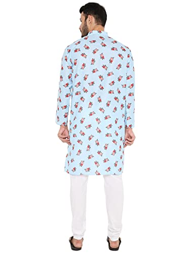 Image of Maharaja Floral Printed Linen Kurta Pyjama Set for Men