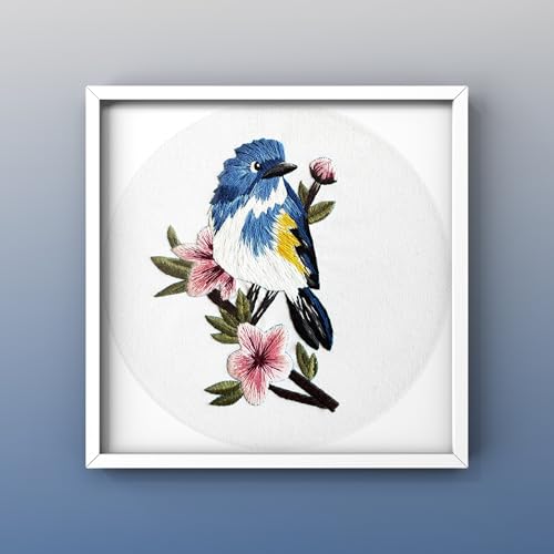 Image of Youa Bird Embroidery Kit for Adults with Stamped Pattern, Embroidery DIY Crafting,Cross Stitch Beginner Kits with Frame,Embroidery Kit.