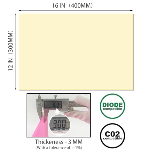 Image of 2pcs Pastel Cell Cast Acrylic Sheet Baby Yellow 1 /8inch (3mm) 11.8x15.7 300x400mm Glossy Matte Laserable Plexiglass Sheets Plasitc Board for Laser Cutting Engraving DIY Project