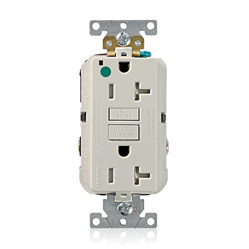 Tomacorriente dúplex autocomprobante GFCI Leviton GFTR2-HFT extra resistente de 20A 3