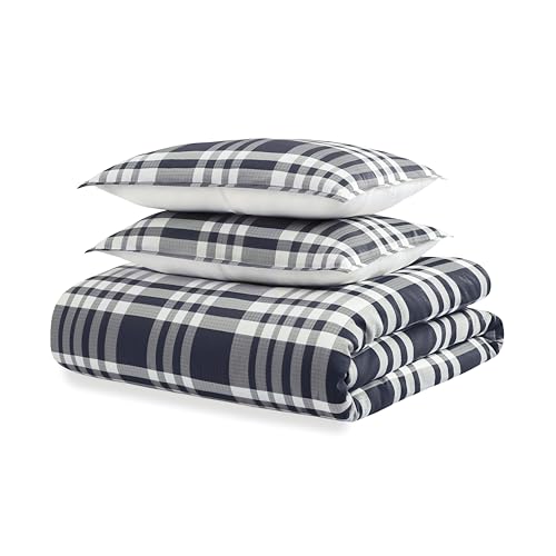 UGG 32545 Leonora Twin XL 2-Piece Comforter Set Prewashed for Extra Comfort Soft Box Stitch Design for Even Fill Distribution Easy Care Comforter and 1 Pillow Sham Bedding Set, Twin, Ocean Plaid