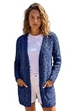 Roman Women Fluffy Cardigan Ladies Winter Cardi Longline Edge to Edge Ombre Coatigan Casual Sparkly Glittery Jacket Knitwear Knitted Autumn Fleecy Cosy Soft Coats - Cobalt - Size 16