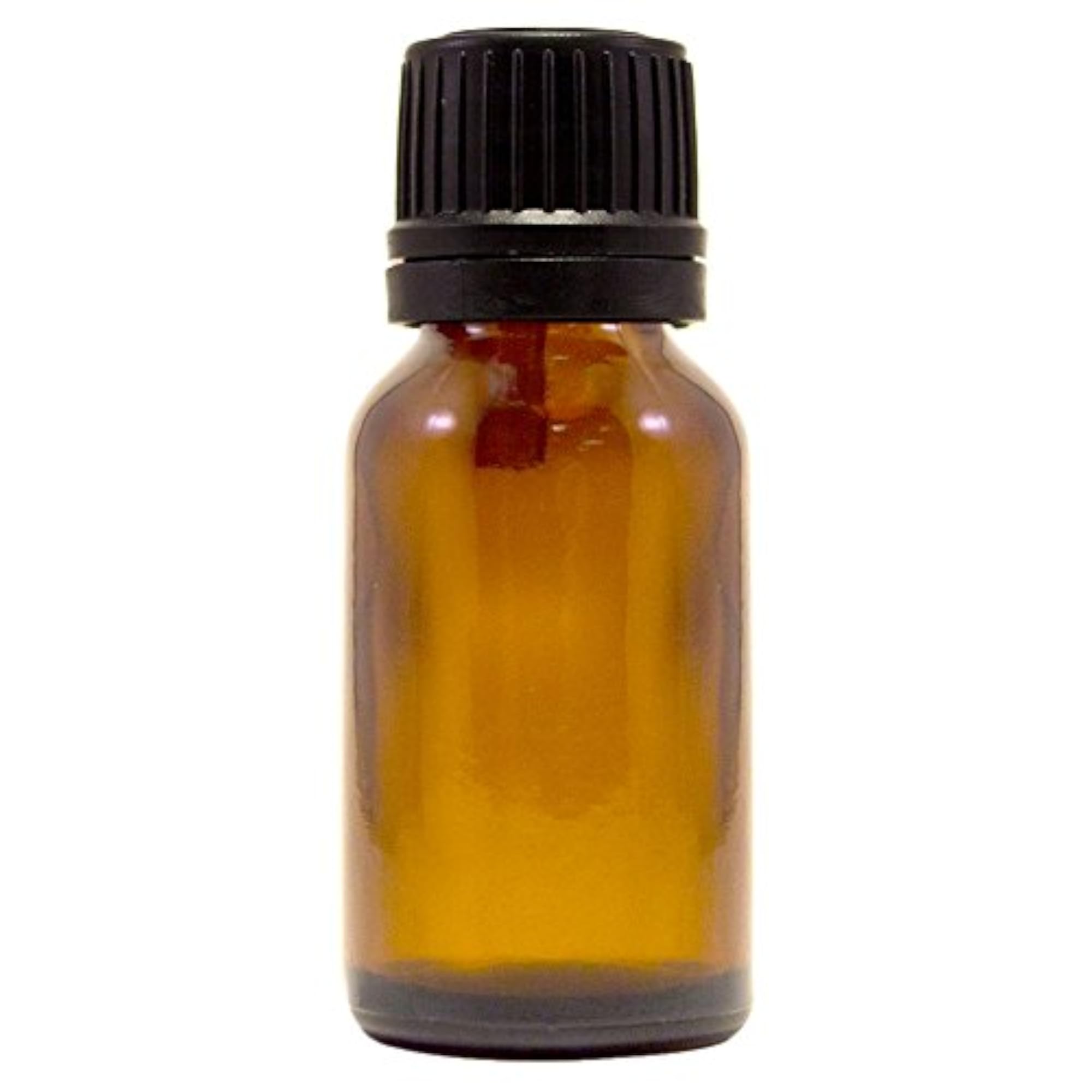 Amber Glass Bottle with Euro Dropper, Black Plastic Cap 1/2oz (15ml)