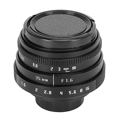 35mm F1.6 C Mount Camera Lens Large Aperture Manual Focus Fixed Focus Lens for Mirrorless Cameras Black Metal Glass Construction