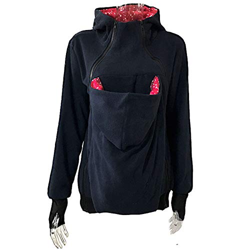 CAICAIL Mère Kangourou - Zipper Grossesse Manteau/Veste À Capuche Sac Childcare De Grande Taille Mère Robe De Maternité, Double Épaisseur Sweat À Capuche Porte-Bébé,I,XXXL Cover