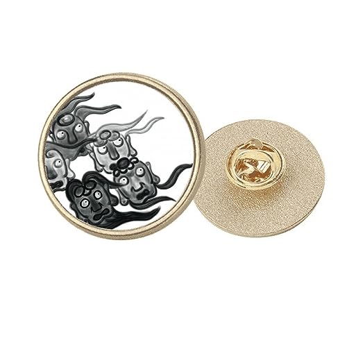Broche ronde en métal doré et gobelins chinois taille M pour femme