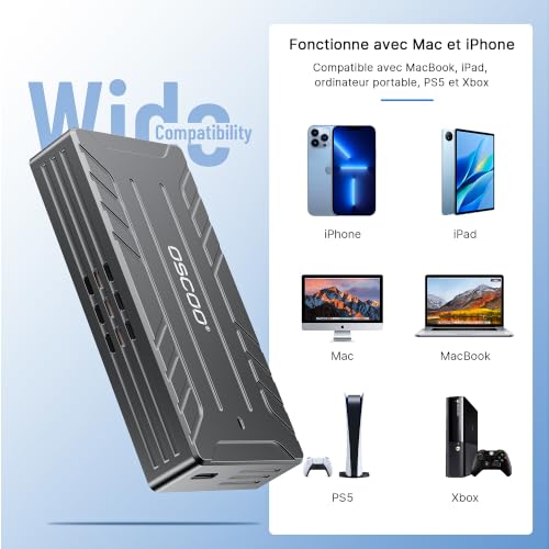OSCOO 40Gbps Boîtier USB 4 NVMe Thunderbolt 4/3, Adaptateur SSD Externe – vue 7