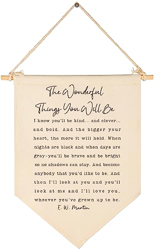Image of The Wonderful Things You Will Be-Flag Sign Gift for Baby Newborn Boys Girls Kids-Banner Pennant Wall Decor Gift for Nursery Bedroom Playroom -Baby Gift Shower-New Home Christmas Gift