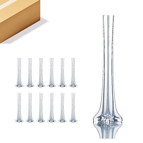 WGV Eiffel Tower Vase Bulk, Open 1", Height 16", (Multiple Sizes Choices) Clear Glass Floral Container with Sturdy Base, Flower Centerpiece for Wedding Event Home Decor, Arts Crafts, 12 Pieces