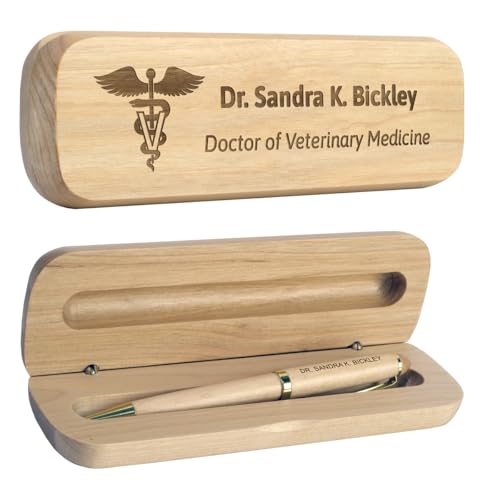 Custom Wood Veterinary Pen Set with Case