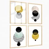 Nacnic - 4 Pósters Modernos Eclipse Solar - Láminas Decorativas Abstractas Geométricas de Estilo Nórdico Minimalista - Decoración Pared Moderna