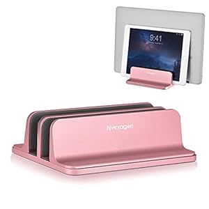 Hivexagon 2 Slot Laptop Verticale Supporto Regolabile Dock 16mm a 40mm in Lega di Alluminio salvaspazio Misura la Maggior Parte Laptop (Oro rosa)