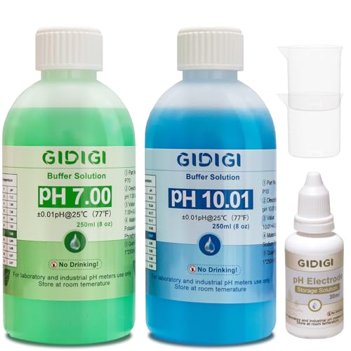 Kit de solution d'étalonnage de pH-mètre, comprend pH 7,00, 10,01 et solution de protection...
