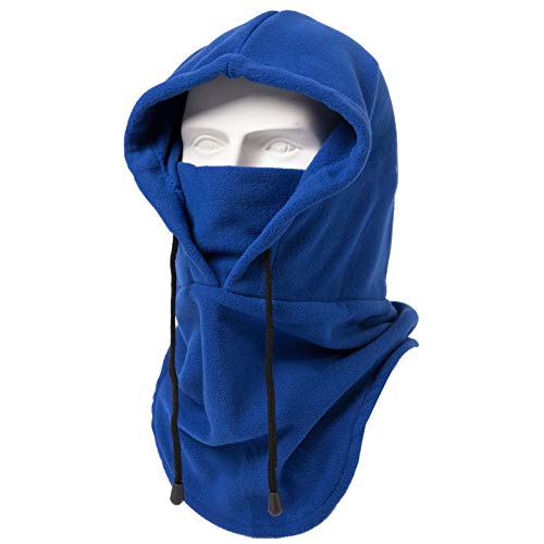 Jeff & Aimy Pasamontañas de invierno para hombre, con capucha, bufanda, cubierta para la boca, gorro térmico, unisex, color azul Cover