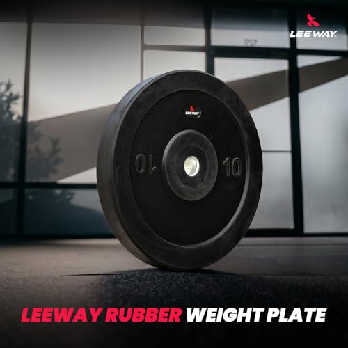 Image of Leeway 20kg Combo | Home Gym Set for Men | Barbell Rod with Plates and Dumbbell Set | Rubber Weight Plates, 3 Ft Curl + 5 Ft Rod (28mm) | Gym Equipments Zym, Jim ka Saman (1, Black, 20kg Set (2X4+3X4))