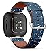 CJBROES Replacement Leather Watch Band, Compatible with Fitbit Versa 3 and Fitbit Sense of Wristband Bracelet Accessory - Stars Constellations