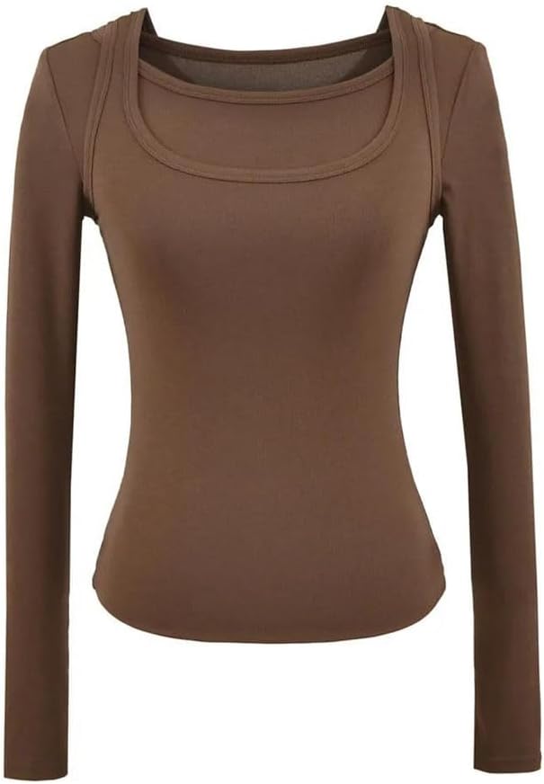 Women Two Fake Long Sleeve T Shirt Perfect for Layering Or Going Out T Shirt