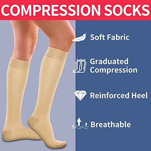 Image of Laite Hebe 4 Pairs-Compression Socks for Women&Men Circulation-Best Support for Nurses,Running,Athletic