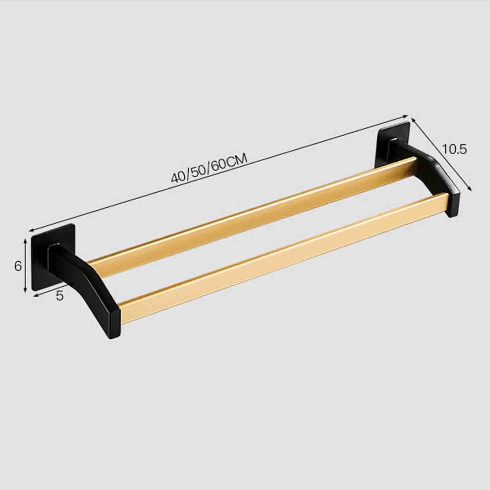 Portasciugamani Da Bagno Adesivo - 58 Cm, Acciaio Inox SUS304, Con 9 Ganci, Senza Forare, Pieghevole