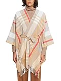 Poncho mit Karomuster und Gürtel der Marke Esprit