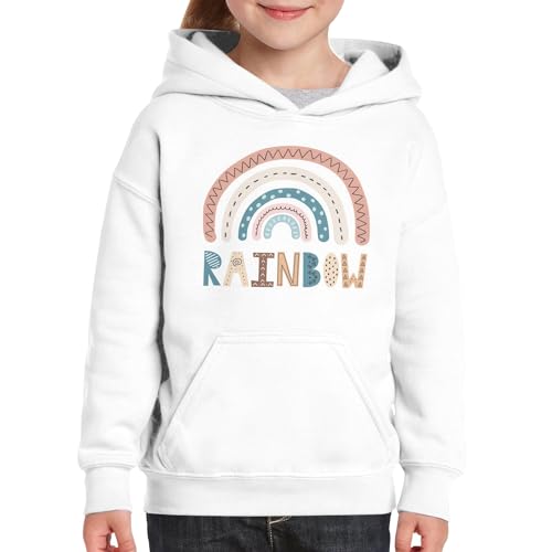 Sweat à capuche enfant arc-en-ciel boho en coton premium - 3