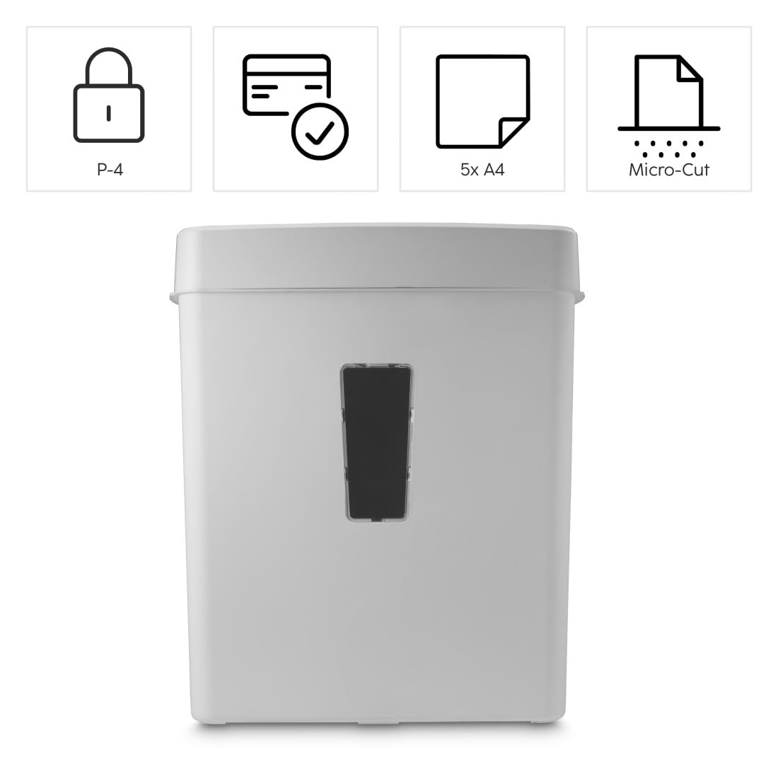 Hama Trituratore Carta Distruggidocumenti Carta DVD Graffette 5 Fogli A4 Lame Acciai Sicurezza Automatica/Off Funzione Ritorno Cestino 13L Sicurezza P5 T2 E2 O1 Bianco