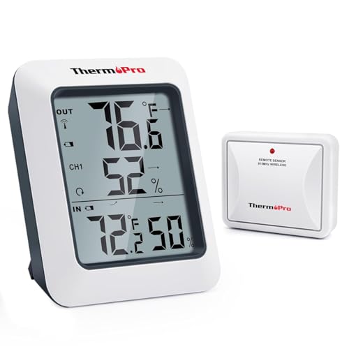 Image of LABART ThermoPro TP-60C Digital Hygrometer Indoor Outdoor Thermometer Humidity Monitor, with Temperature Gauge Meter, Wireless, 200ft /60m Range, White