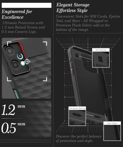 Image of WOW IMAGINE Back Cover for 1+ OnePlus Nord CE 2 Lite 5G with Hexa Cube Design | Ultra Slim Soft Rubberised Case | Inner Velvet Fabric | Matte Silicone Flexible Mobile Case | Camera Protection - Black