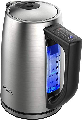 Elektrischer Wasserkocher mit Temperatureinstellung, VAVA Wasserkocher Edelstahl 1.7L für alle Getränke BPA-Frei Trockengehschutz Warmhaltefunktion