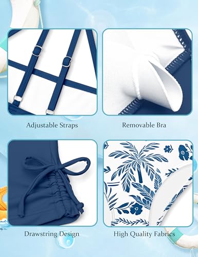 Image of Girls Tankini Swimsuits Two Piece Bathing Suit Drawstring Swimwear Set for Girls 7-18 Years