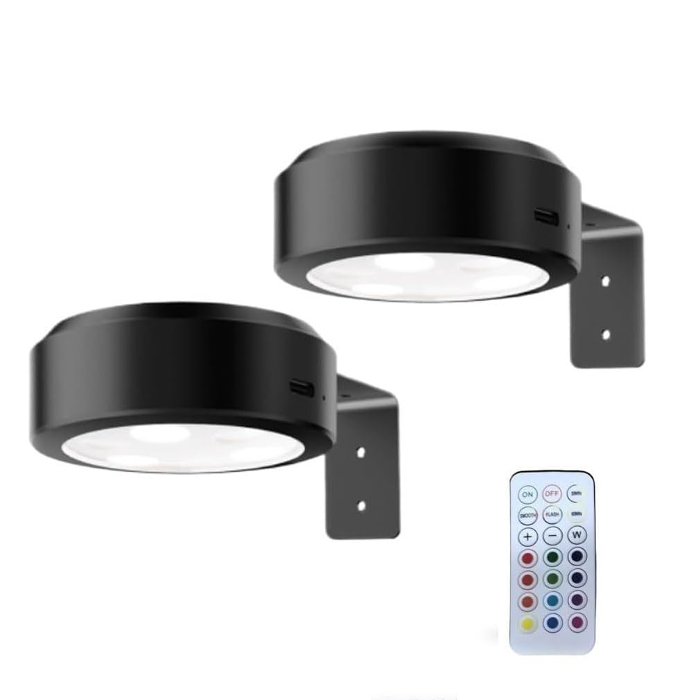 Keeplus 2PCS Picture Lights for Wall,Magnetic LED Rechargeable Wireless Art Picture Frame Lamps,Photo Lights for Wall with 3 Color Temps,Wireless Photo Frame Lamps with Remote Control (Black, Charge)