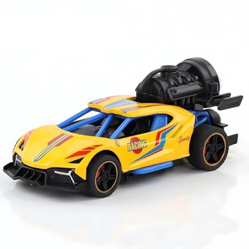 Image of Exclusive Alloy Metal Die-Cast Street Racing Car 1:36 Model with Mist Smoke Spray Pull Back Diecast Toy car with Light Music for Kids