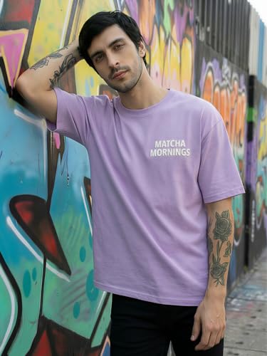 Image of TOXA Men's Pure Cotton Oversized Fit Tshirt | Oversized Baggy Fit Tee with Drop Shoulder | Cool and Stylish Graphic Printed Design Half Sleeve T-Shirt (Available Sizes: S to 2XL)