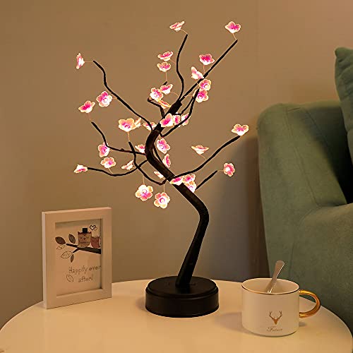 Gresonic Cherry Blossom Bonsai Tree Light Lamp, Decorative 36 Led Tree Lamp Japanese Decor Battery And Usb Plug In Flower Tabletop Lighted Tree Table Lamp Indoor Modern Home Decor(Cherry Blossom Pink) #TOP7