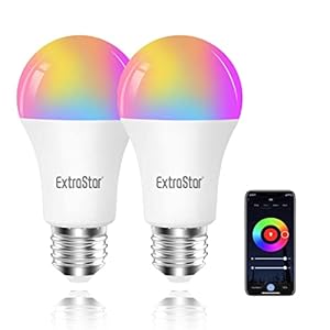 EXTRASTAR Ampoule Intelligente WiFi, Ampoule A60 E27 Couleur RGB Compatibles avec Alexa, Google Home et SmartLife, 10W (Équivalent 80W) 3000K-6500K et Lumière blanche dimmable, Lot de 2