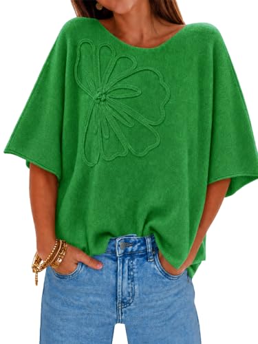 Image of Cicy Bell Womens Half Sleeve Sweaters Oversized Boat Neck Knitted Pullover Sweater Trendy Casual Loose Fit Fall Tops