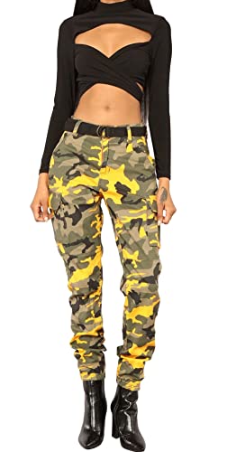CHARTOU Women Camouflage Joggers Long Pants Mid Waist Camo Cargo Pants Workout Slacks Lounge Pants