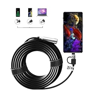Borescopes Android Windows endoscoop inspectiecamera, 5m/10m/15m autofocus 3-in-1 USB TYPE-C afvoerpijpcamera…