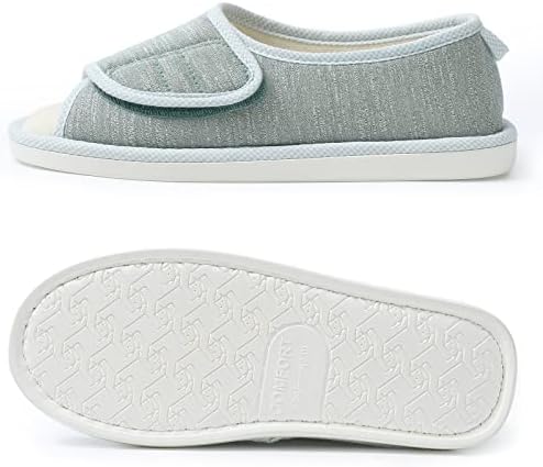 IIITHREE Women's Open Toe Diabetic Slippers with Moisture Wicking Lining, Memory Foam and Adjustable Closure, Arthritis Edema Comfort House Shoes | Image 3