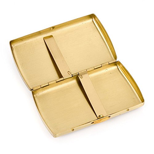 Pure Brass Metal Cigarette Case Box - Ehonestbuy Carved Constantine Pattern Double Sided Spring Clip Open Pocket Holder For 12 Cigarettes #TOP3