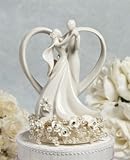 Wedding Collectibles Vintage Rose Pearl and Heart Wedding Cake Topper: Base Color: GOLD WIRING