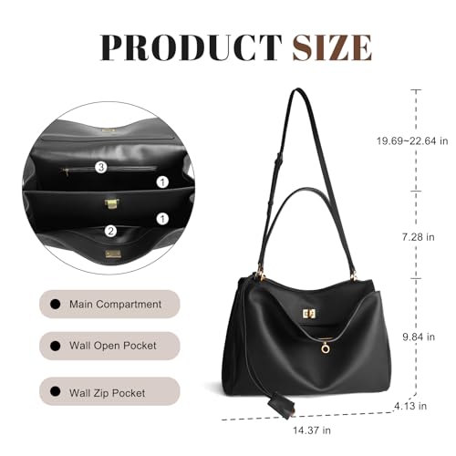 Image of hedexe Genuine Leather Tote Bag for Women: Soft Cowhide Shoulder Handbags for Ladies - Satchel Purse for Travel Work(Large)
