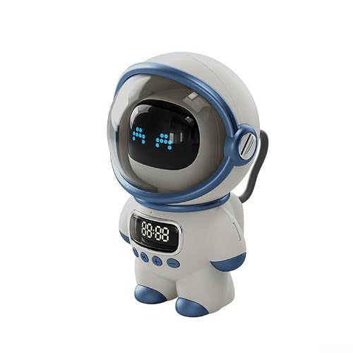 Smarter KI-Roboter Lautsprecher mit 5.1, 1800mAh Akku & FM Radio, Interaktiver Lernbegleiter für Kinder mit Sprachsteuerung, Weckerfunktion und Kraftvollem Sound, Kompaktes Design in Weiß(White)