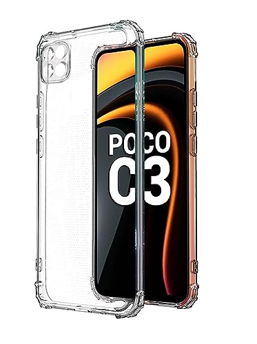Image of COVERBLACK Rubber Back Cover for Poco MZB07RLIN / Poco C 3 - Transparent